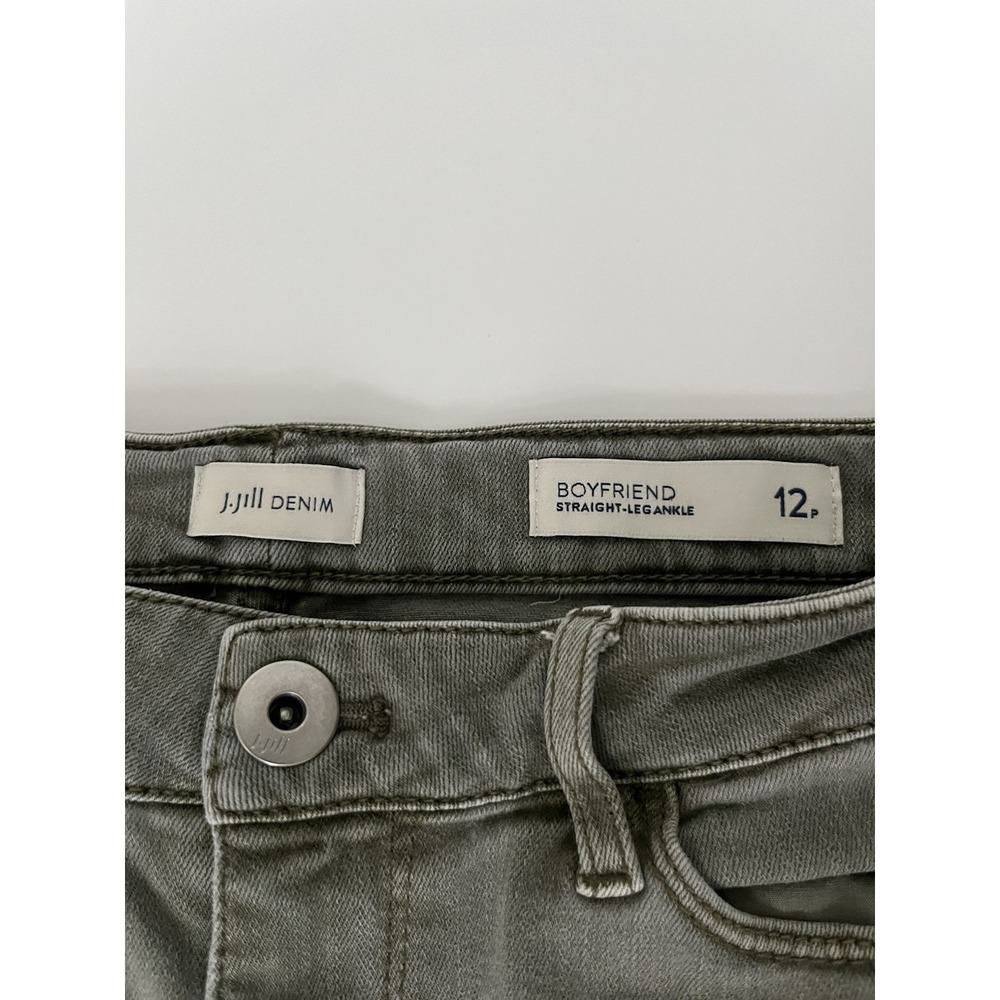 J. JILL Gray Denim Boyfriend Straight Leg Pants Sz 12 Waist 36" Inseam 29"